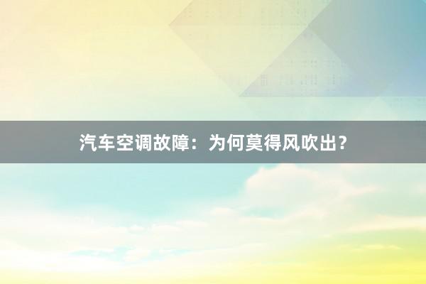 汽车空调故障：为何莫得风吹出？